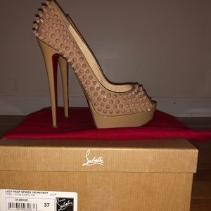 Lady Peep Spikes 150 Patent Nude